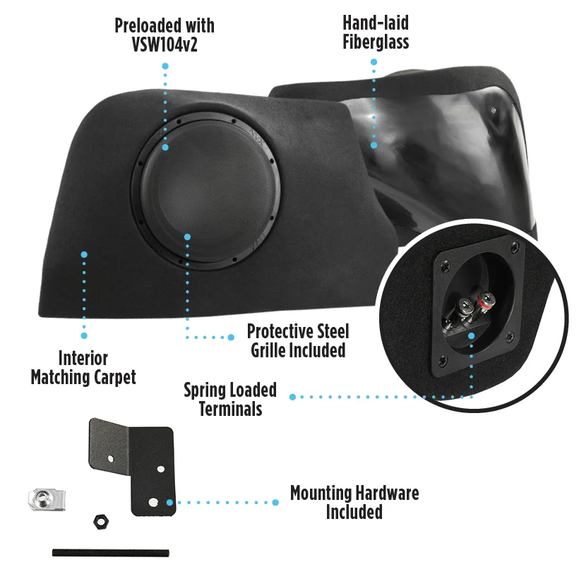 Custom Fit 350W RMS Single 10" Loaded BOOST Sealed Enclosure - 2008-2014 Subaru WRX Hatchback - BE-SUBWRX-GGR - Image 3