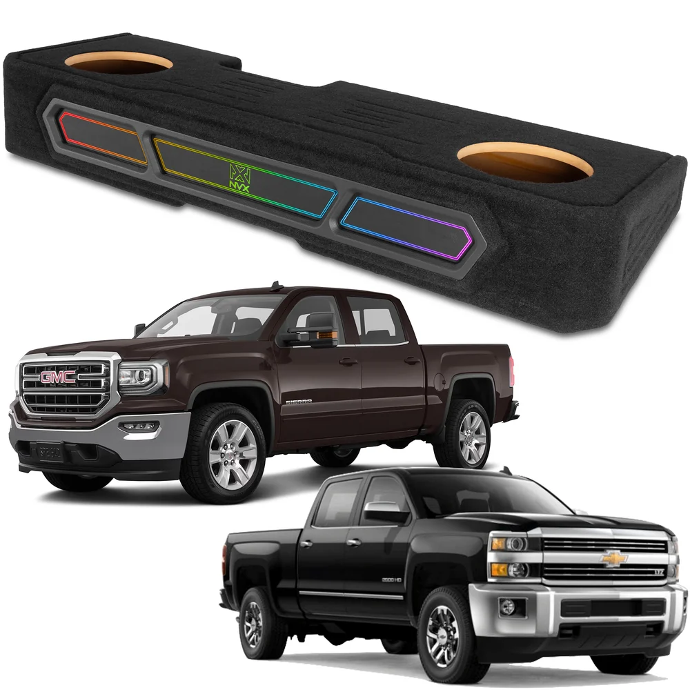2008-2018 Chevrolet Silverado, GMC Sierra Crew Cab Bass Package - Custom Dual 10" 1200W RMS Amplified Sealed Subwoofer Enclosure with Amplifier Wiring Kit - PBK-GM-08SLVCC-S210 - Image 2