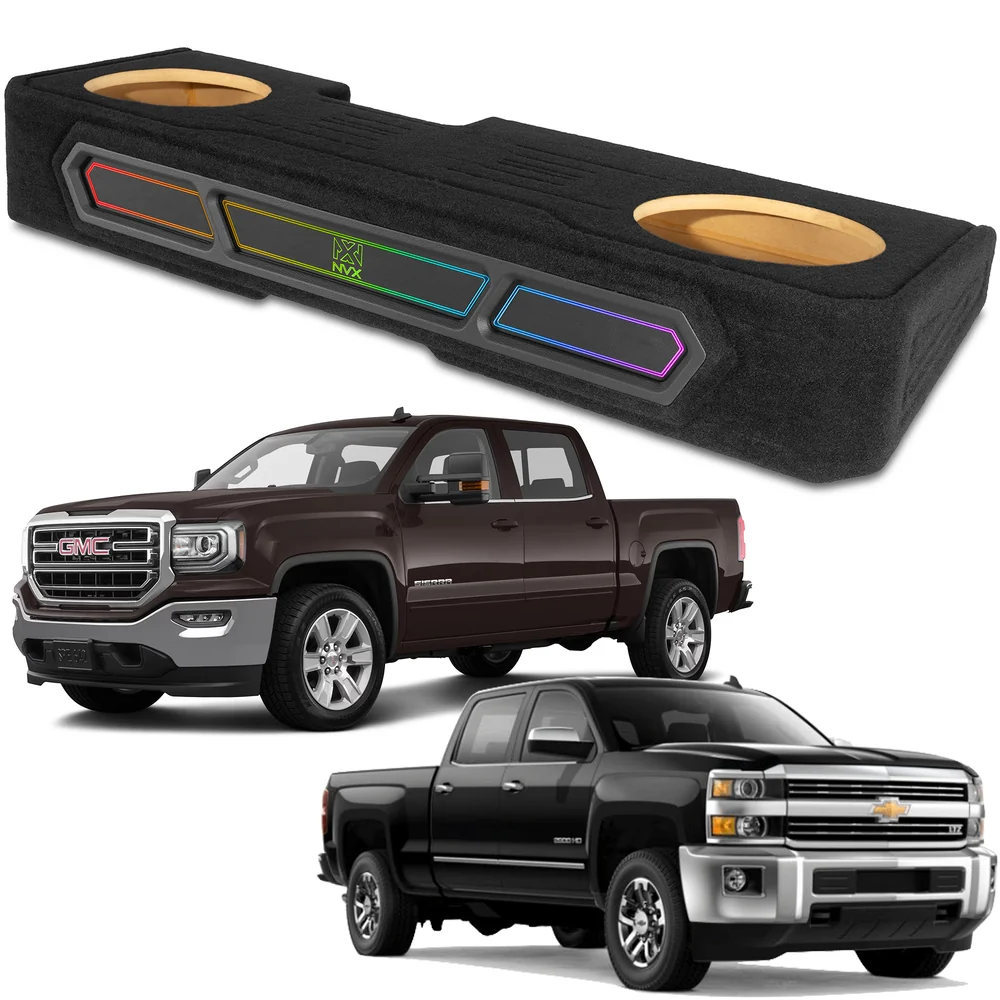 2008-2018 Chevrolet Silverado, GMC Sierra Crew Cab Bass Package - Custom Dual 12" 1200W RMS Amplified Sealed Subwoofer Enclosure with Amplifier Wiring Kit - PBK-GM-08SLVCC-S212 - Image 2