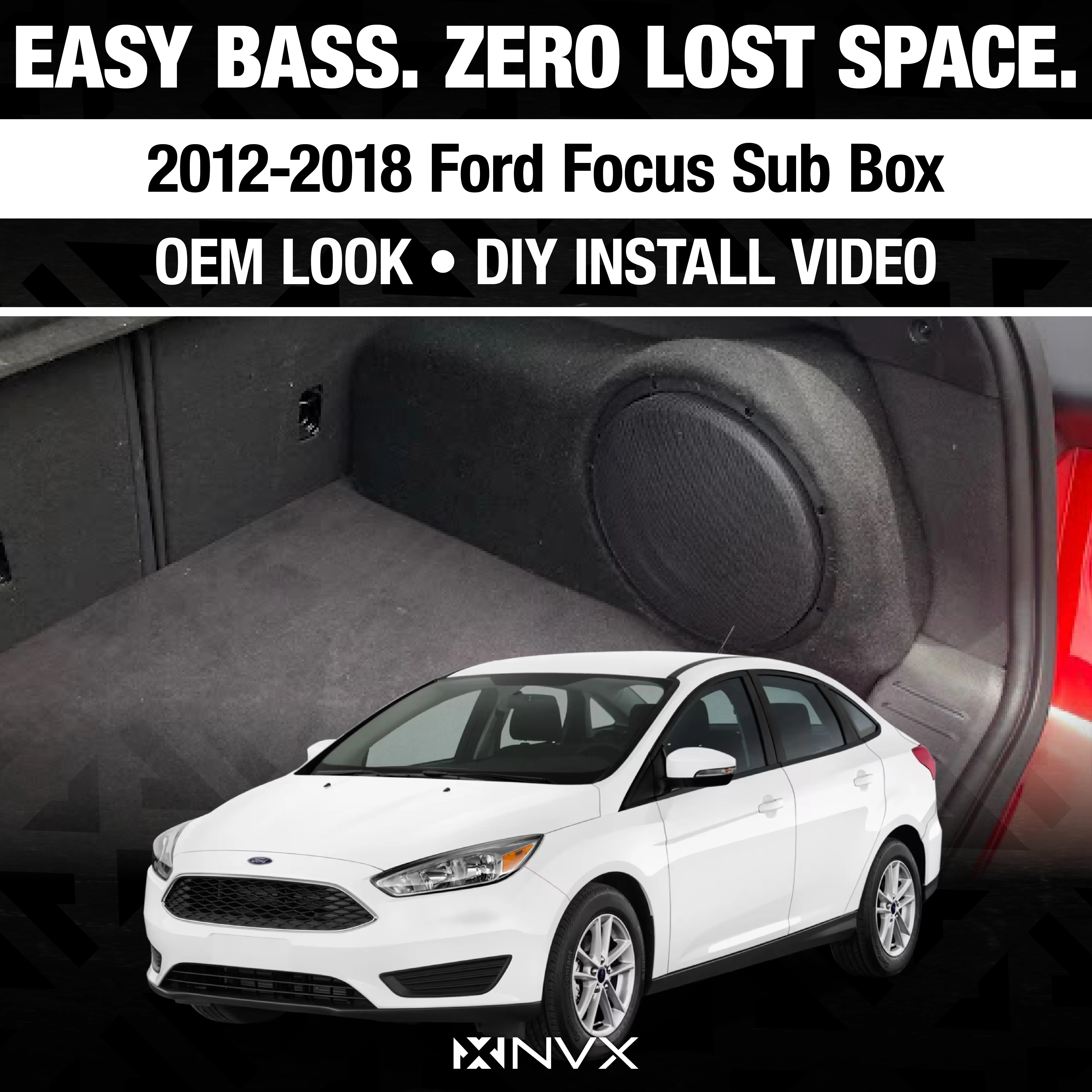 Custom Fit 500W RMS Single 10" Loaded BOOST Sealed Enclosure - 2012-2018 Ford Focus - BE-FD-FOCHB-G3