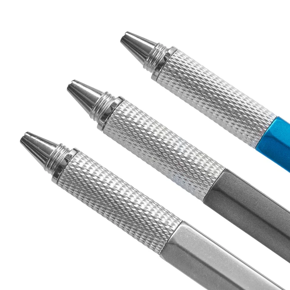 6 in 1 Multifunction Tool Pen with 5 Refills - 3 Pack Black | Blue | Silver - Image 5
