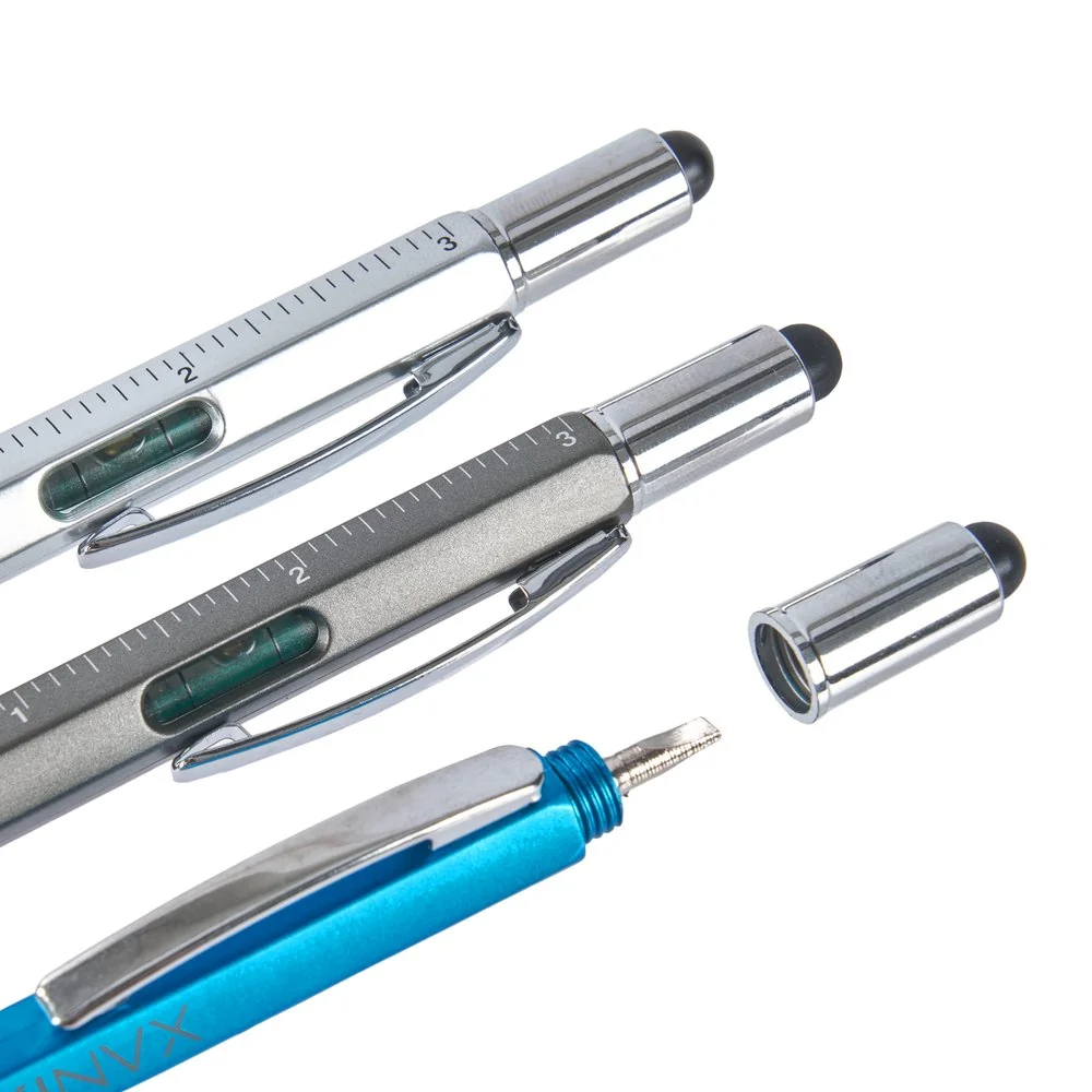 6 in 1 Multifunction Tool Pen with 5 Refills - 3 Pack Black | Blue | Silver - Image 6