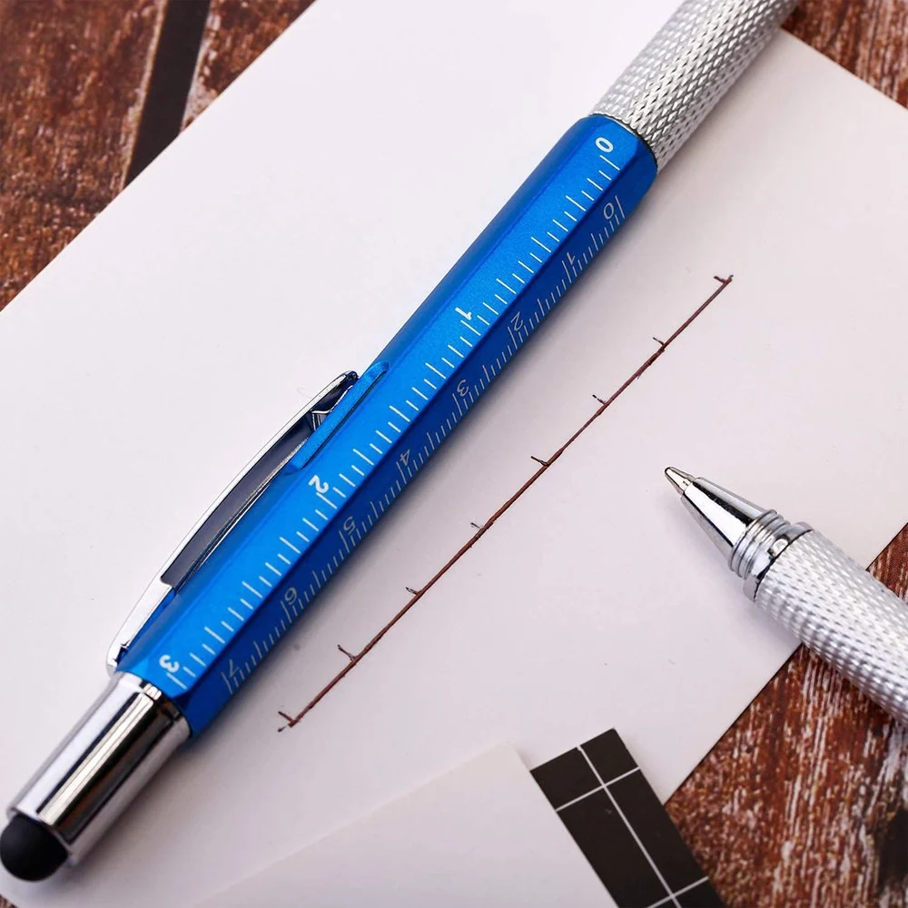 6 in 1 Multifunction Tool Pen with 5 Refills - 3 Pack Black | Blue | Silver - Image 8