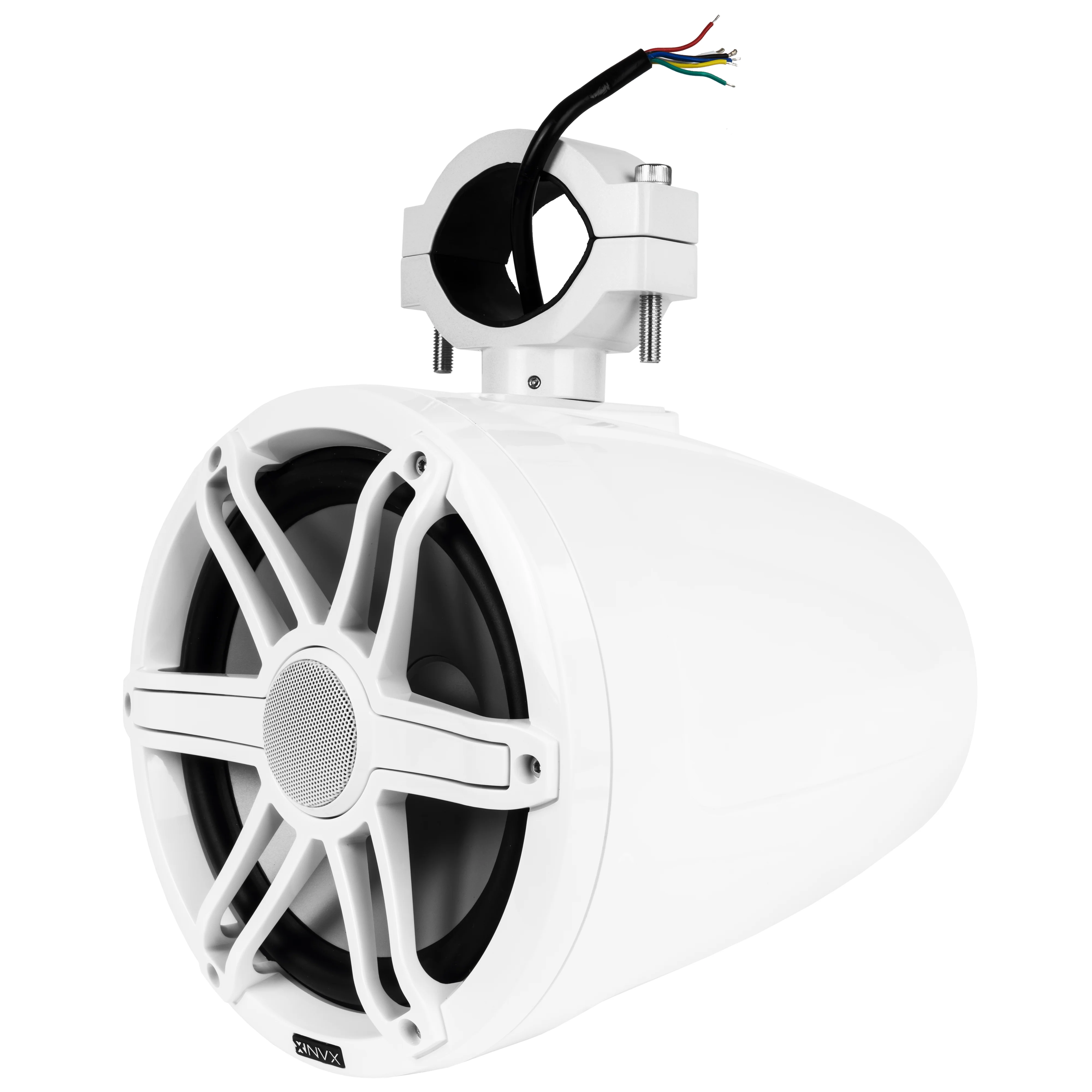 MVTSP8W 375W Peak (125W RMS) 8" V-Series 2-Way Marine Tower Speaker with LED Lighting and Swiveling Clamp (Sport White) Sold Individually - Image 5