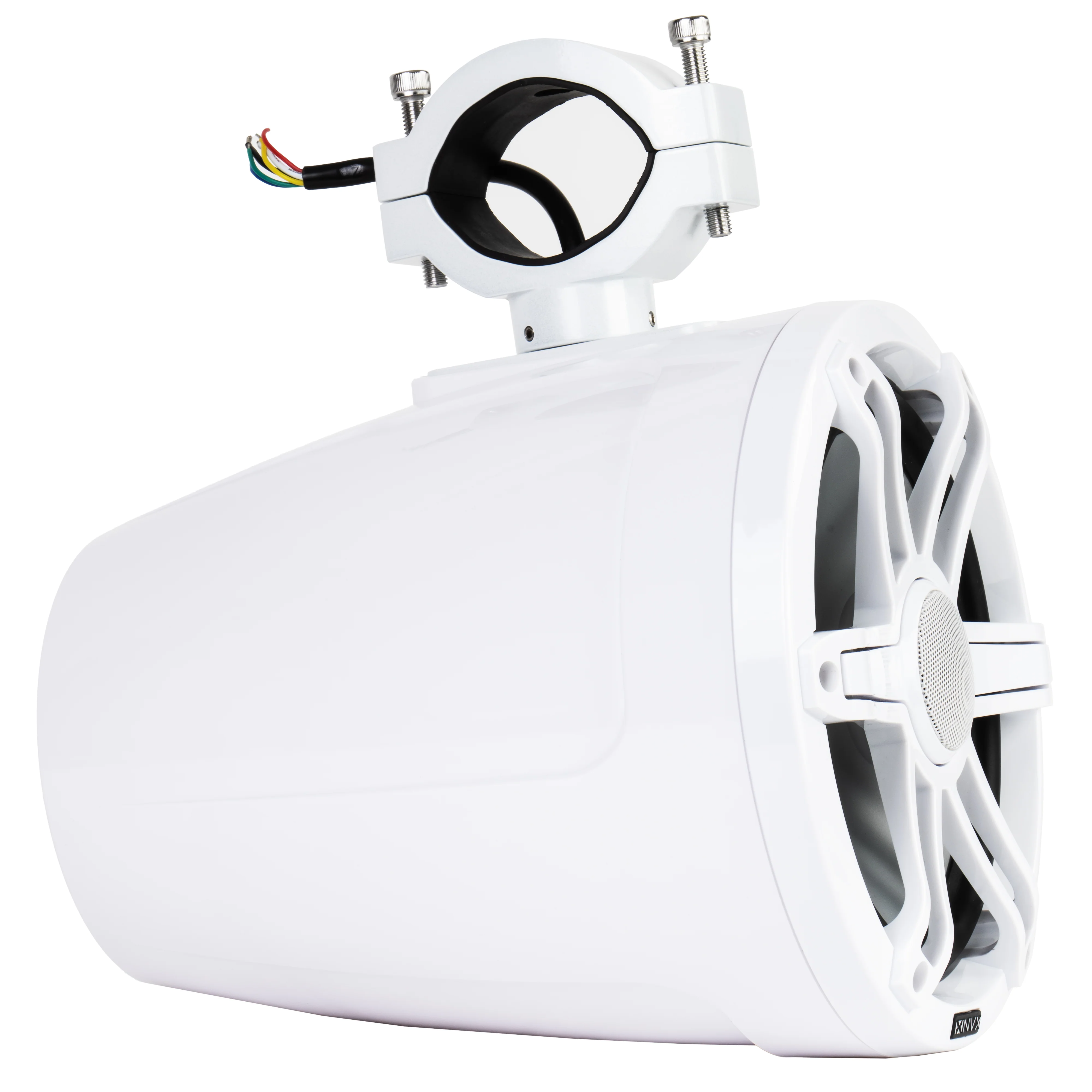 MVTSP8W 375W Peak (125W RMS) 8" V-Series 2-Way Marine Tower Speaker with LED Lighting and Swiveling Clamp (Sport White) Sold Individually - Image 6