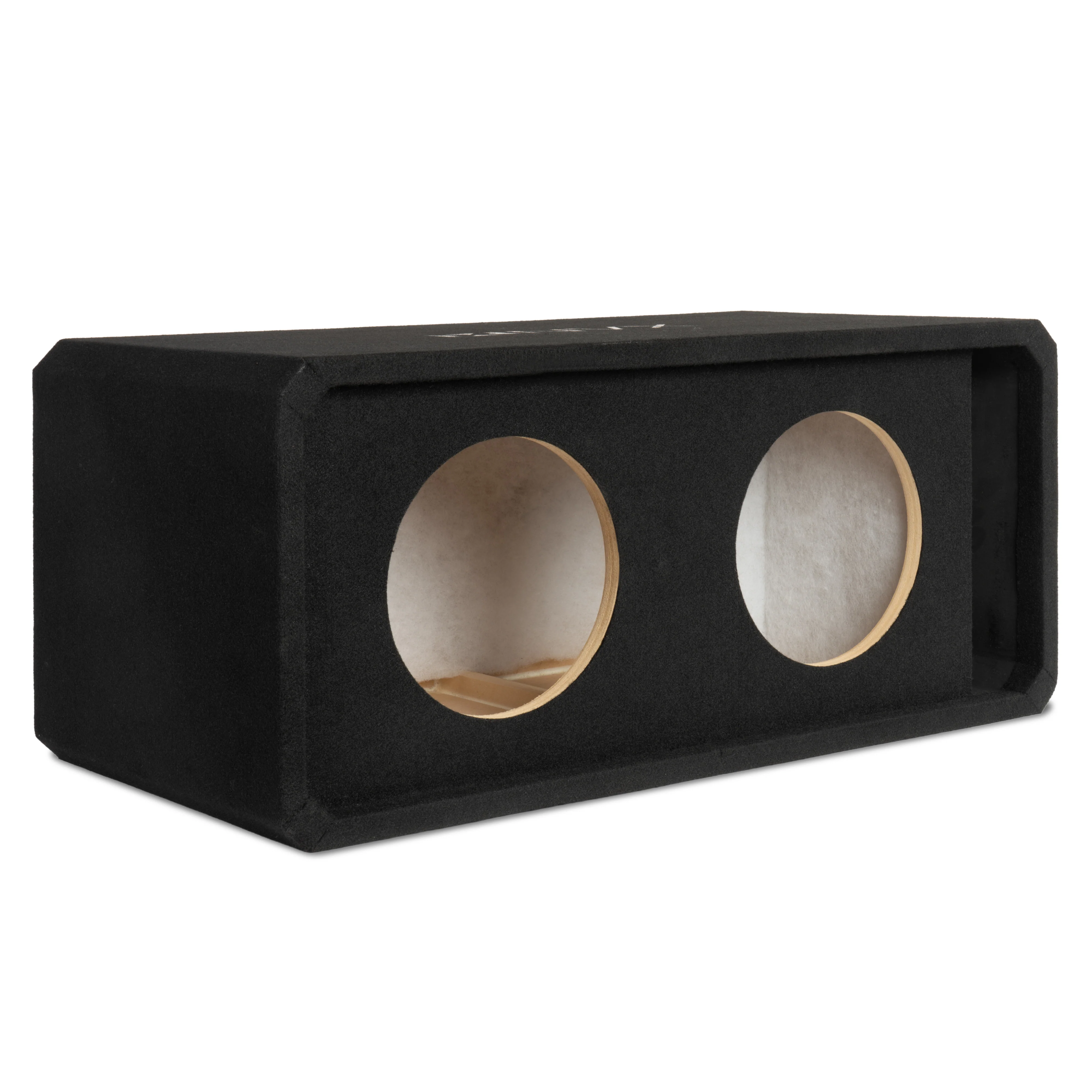 NE102P Dual 10" Slot Ported 3/4" MDF Black Carpeted Subwoofer Enclosure – 2.90 Cu. Ft. with Polyfil and NVX Logo - Image 3