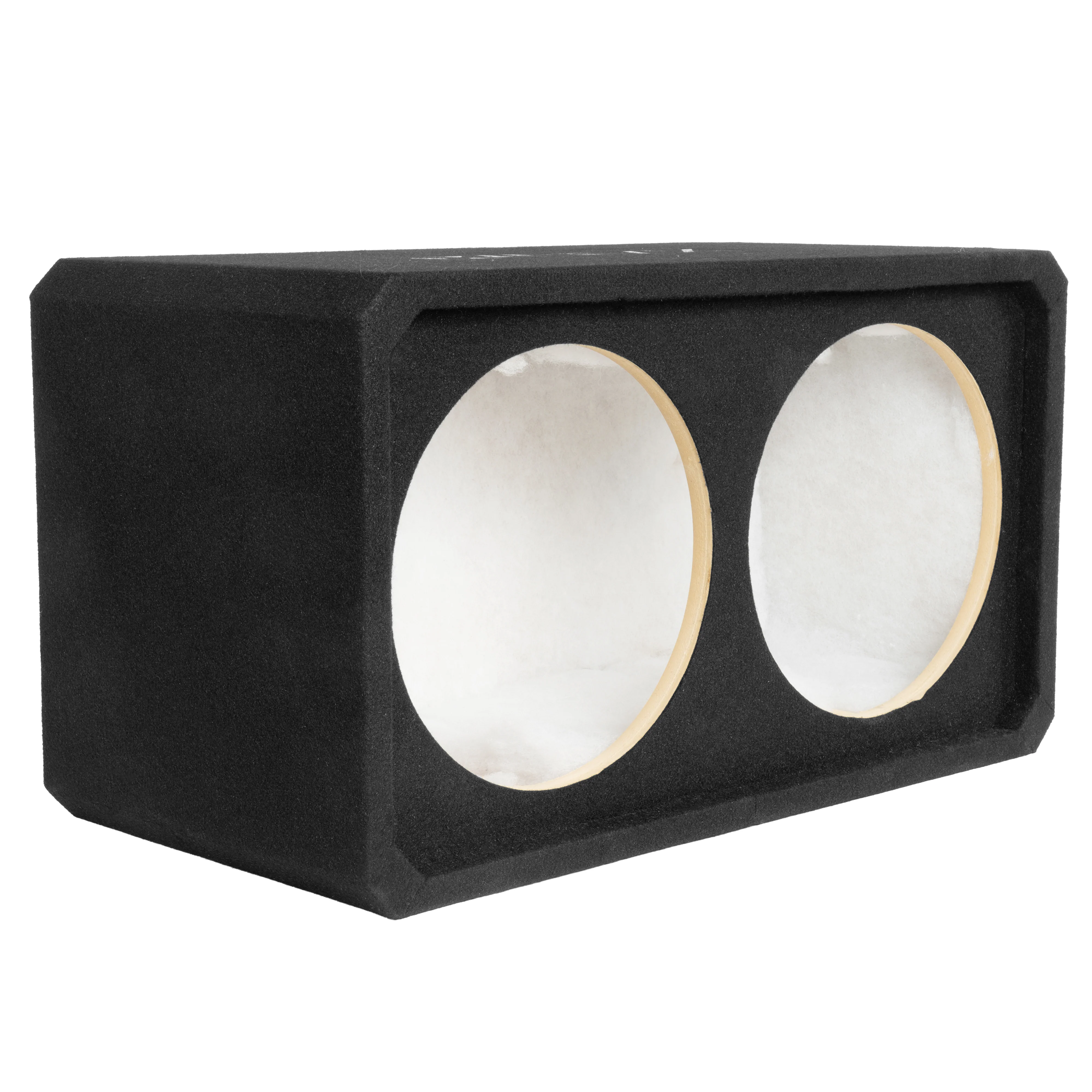 NE122S Dual 12" Sealed 3/4" MDF Black Carpeted Subwoofer Enclosure – 2.0 Cu. Ft. with Polyfil and NVX Logo - Image 3