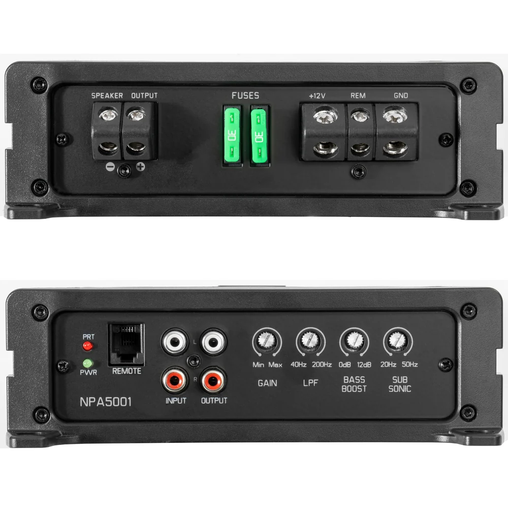 NPKG212 1000W Peak (500W RMS) Loaded Dual 12" Subwoofer with Slot Ported Enclosure and Monoblock Amplifier with Remote Bass Knob and Amplifier Wiring Kit - Image 14