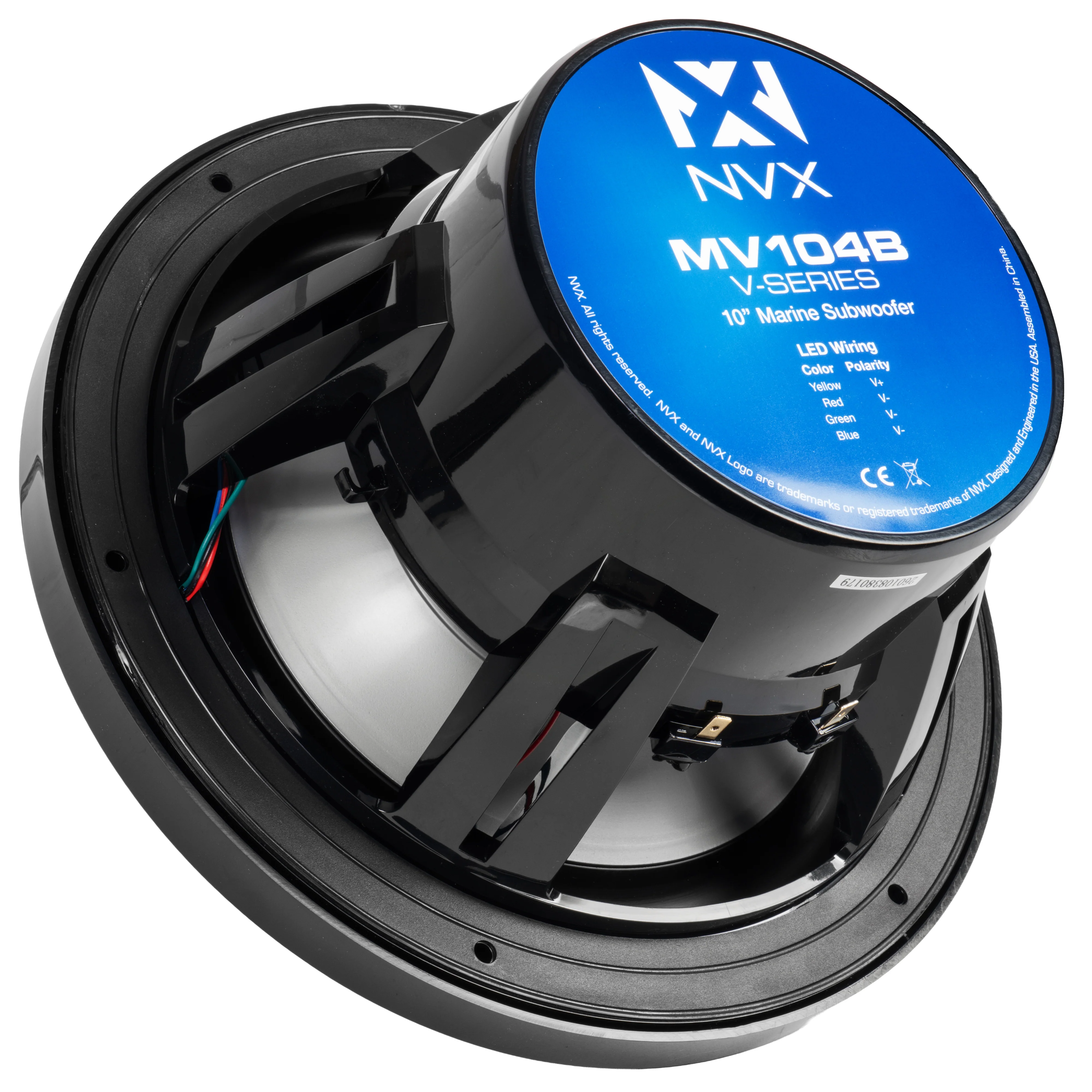 NVX MV104B 10" V-Series Marine Subwoofer with LED (Black) - Image 7