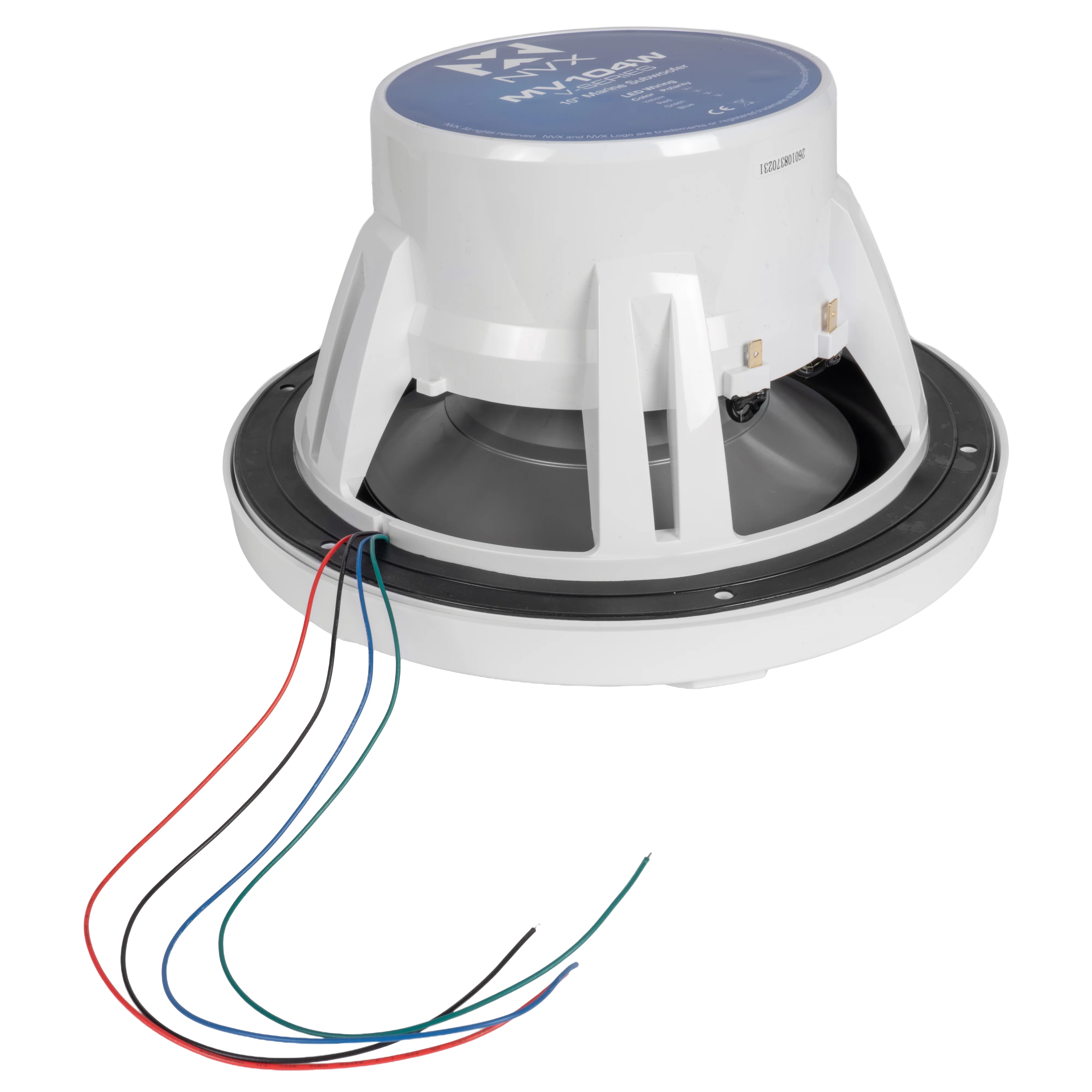 NVX MV104W 10" V-Series Marine Subwoofer with LED (White) - Image 11