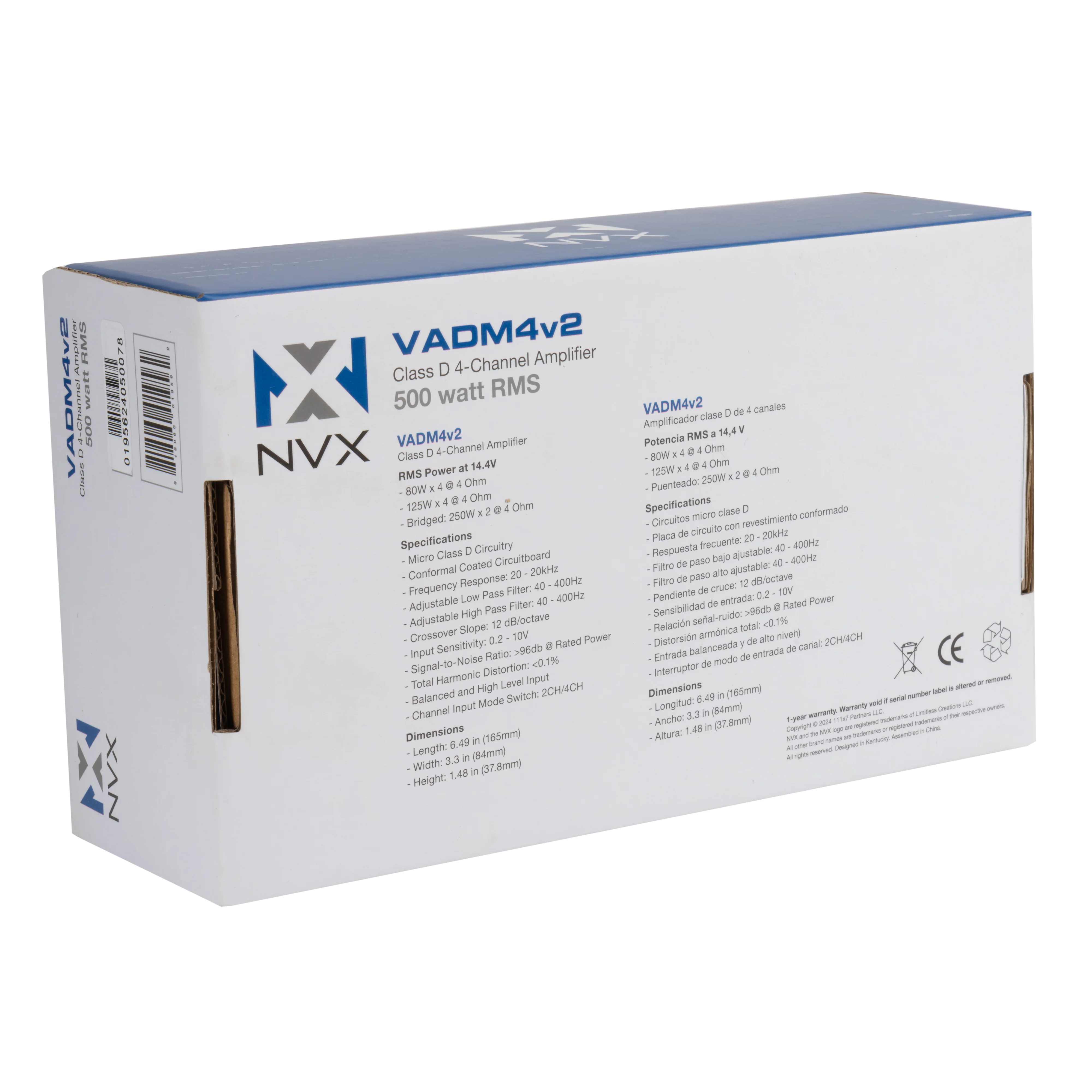 VADM4 v2 (VADM4v2) 500W RMS V-Series Micro Full-Range Class D 4-Channel Amplifier (Marine Certified) - Image 12
