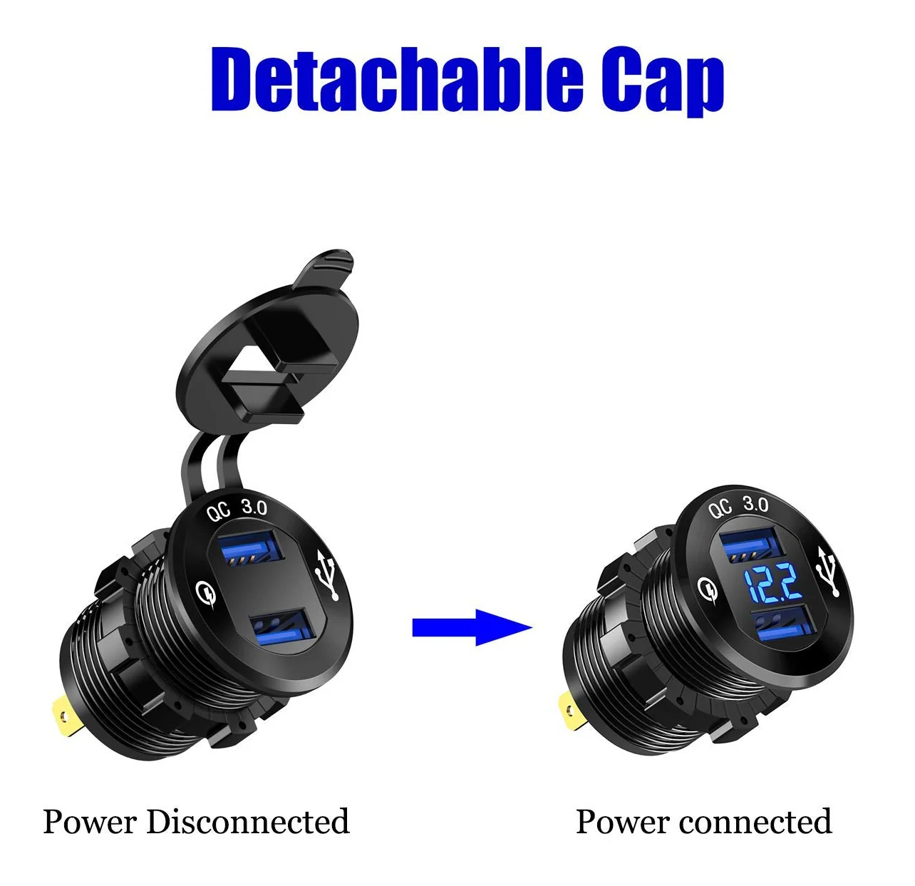 XQC302 Dual USB Quick Charge 3.0 Car Charger with LED Digital Voltmeter - Image 8